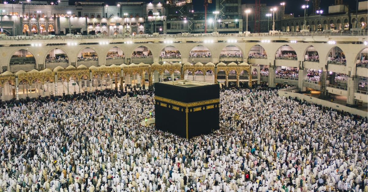 Pilgrims circling the Kabba in Mecca.