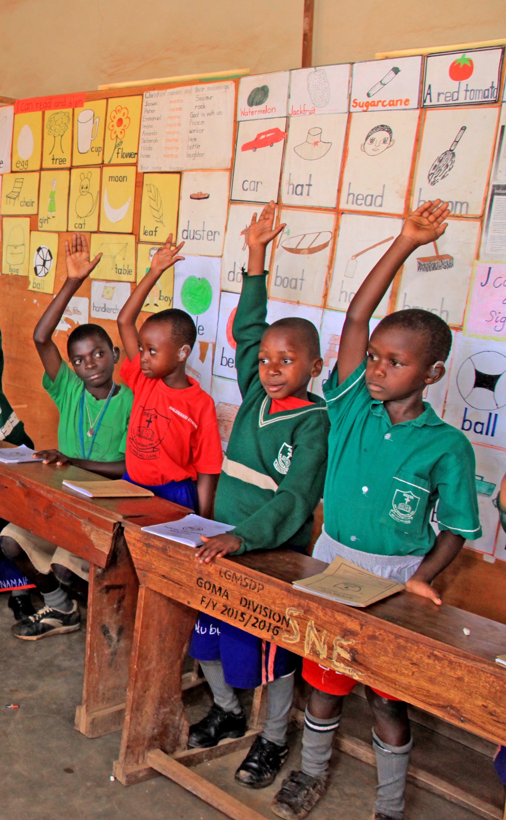 Children raising their hands, Rwenzori Special Needs Foundation, Uganda